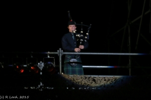 The traditional Lone Piper on the 'ramparts' 